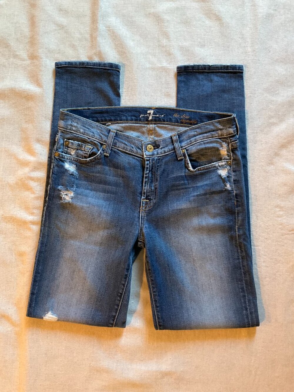 7 for all mankind Women’s The Slim Cigarette Jeans, Sz 28